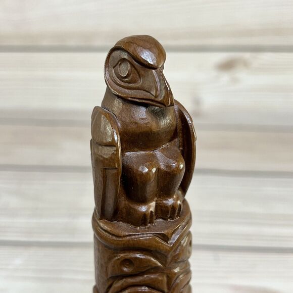 Red Mill 1990 Totem Pole Handcrafted Pecan Resin Wood 9” Tiki Statue Figure VTG - Picture 7 of 12